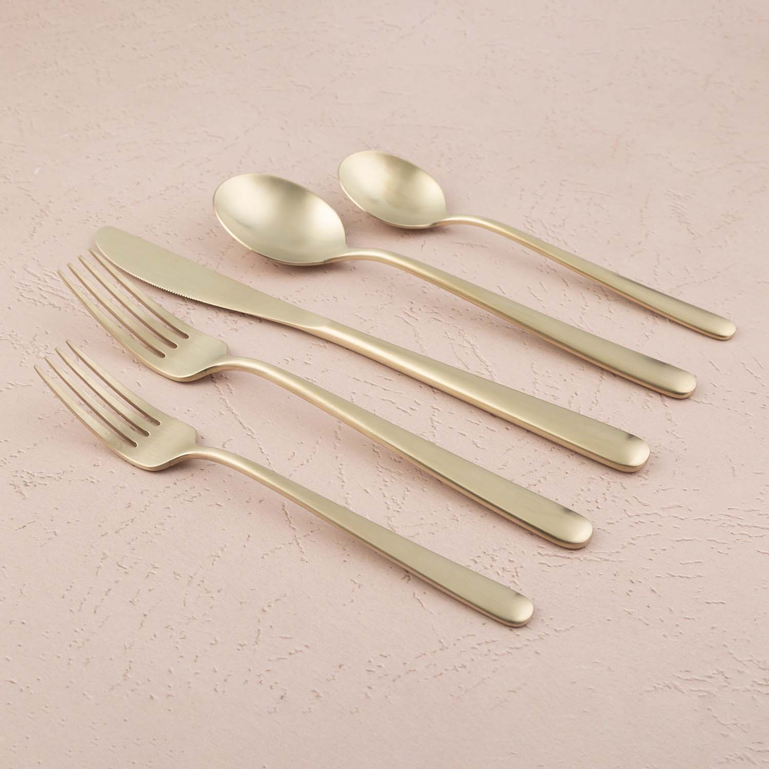 Lorenn Champagne Satin 20 Piece Flatware Set - Image 2