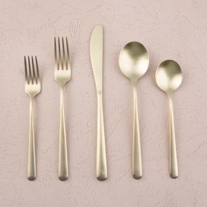 Lorenn Champagne Satin 20 Piece Flatware Set