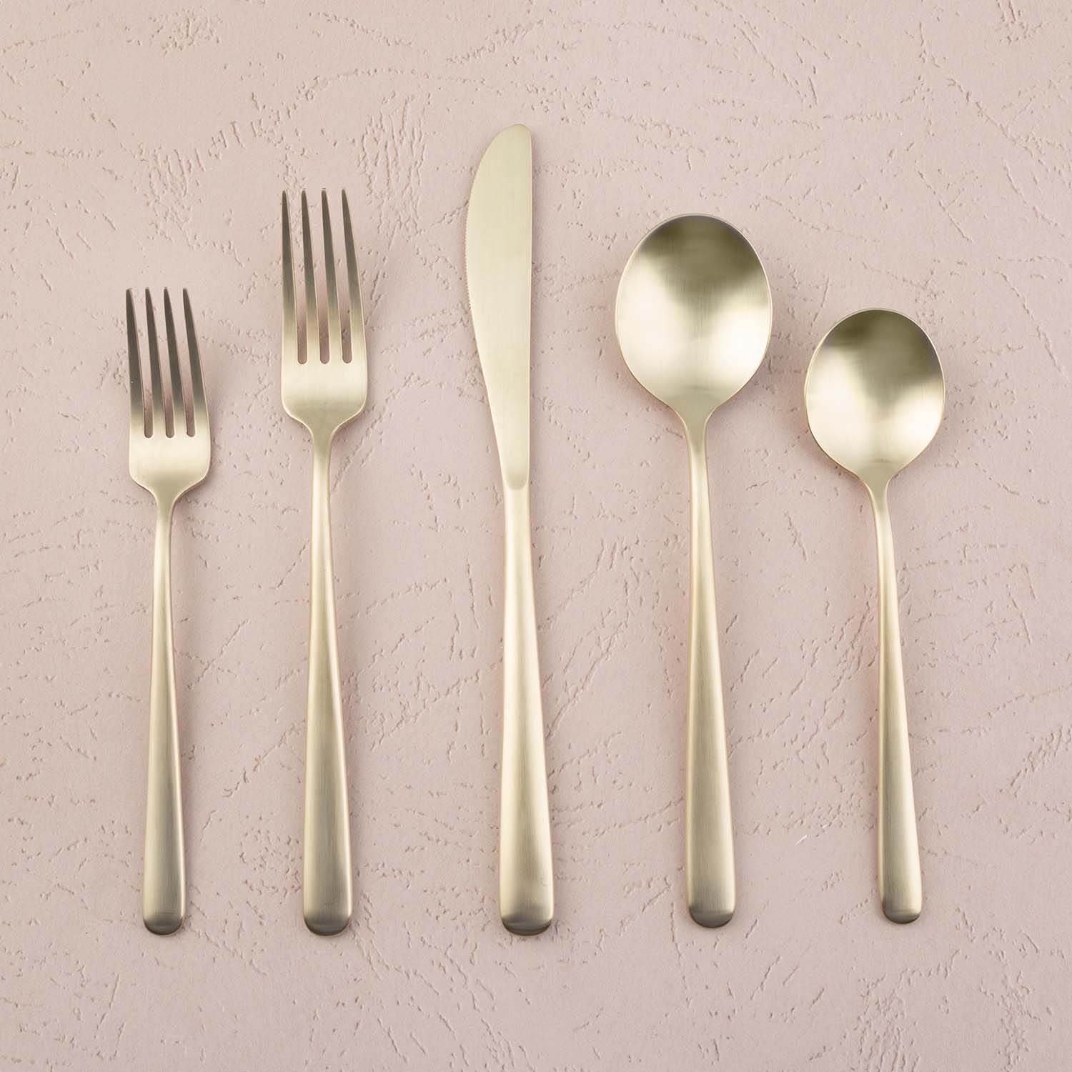 Lorenn Champagne Satin 20 Piece Flatware Set