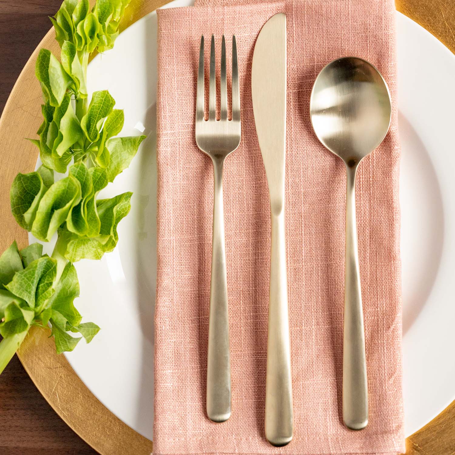 Lorenn Champagne Satin 20 Piece Flatware Set - Image 3