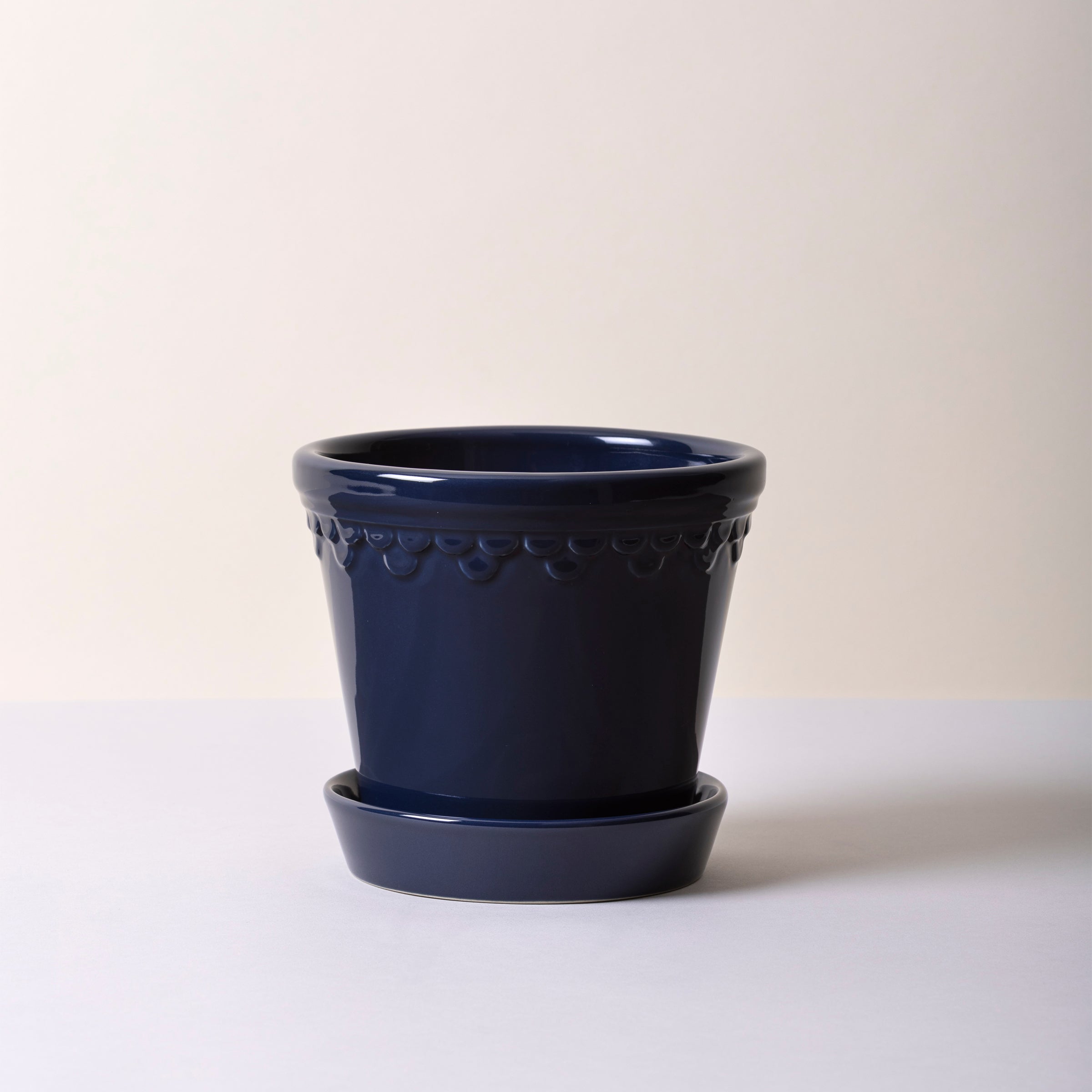 Kobenhavner Glazed Sapphire Blue 16cm Pot with Saucer