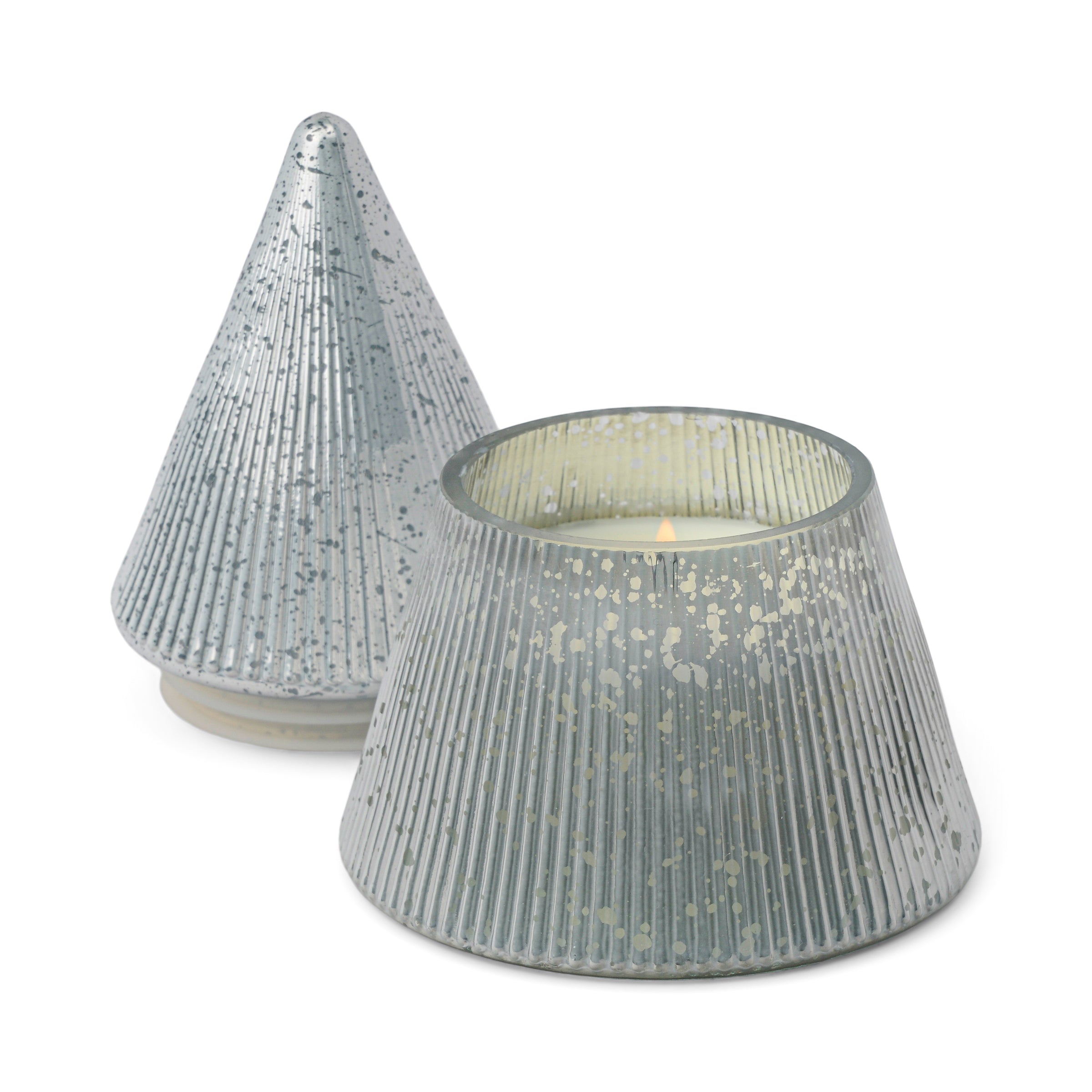 Silver Mercury Glass 7-oz Soy Wax Tree Candle. Cypress & Fir - Image 2