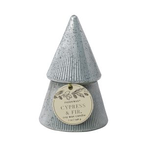 Silver Mercury Glass 7-oz Soy Wax Tree Candle. Cypress & Fir