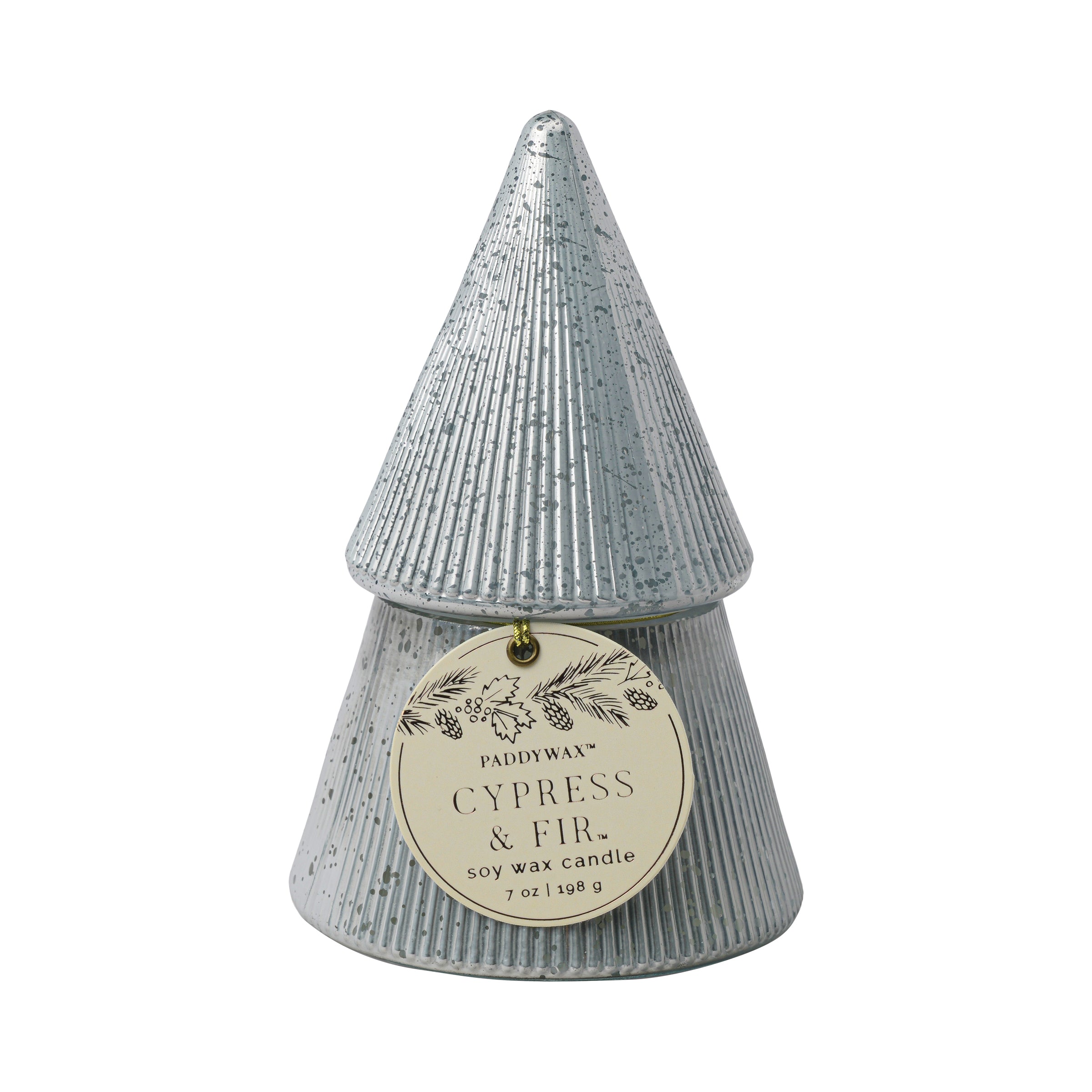 Silver Mercury Glass 7-oz Soy Wax Tree Candle. Cypress & Fir