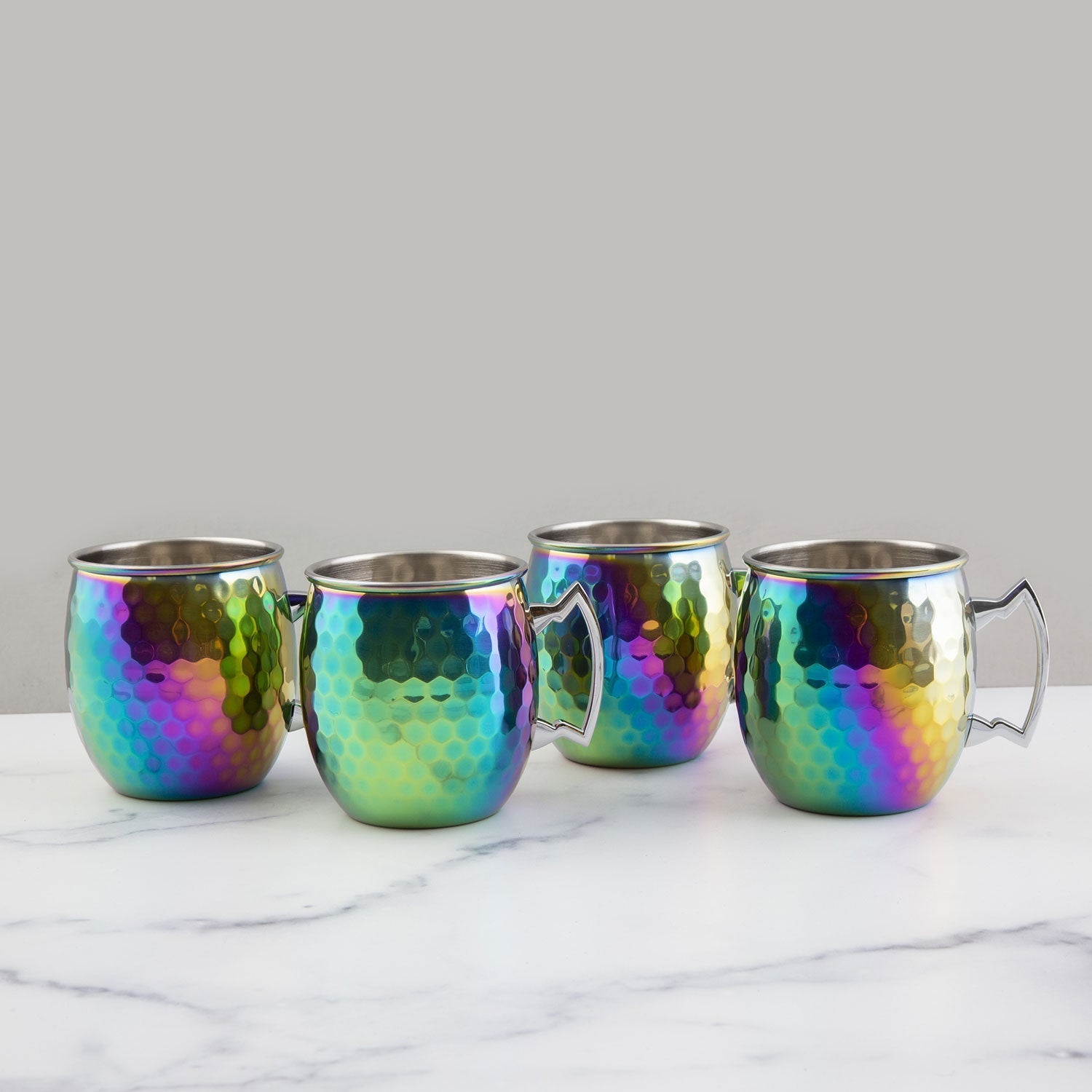 Hammered Rainbow Moscow Mule Mugs - Set Of 4