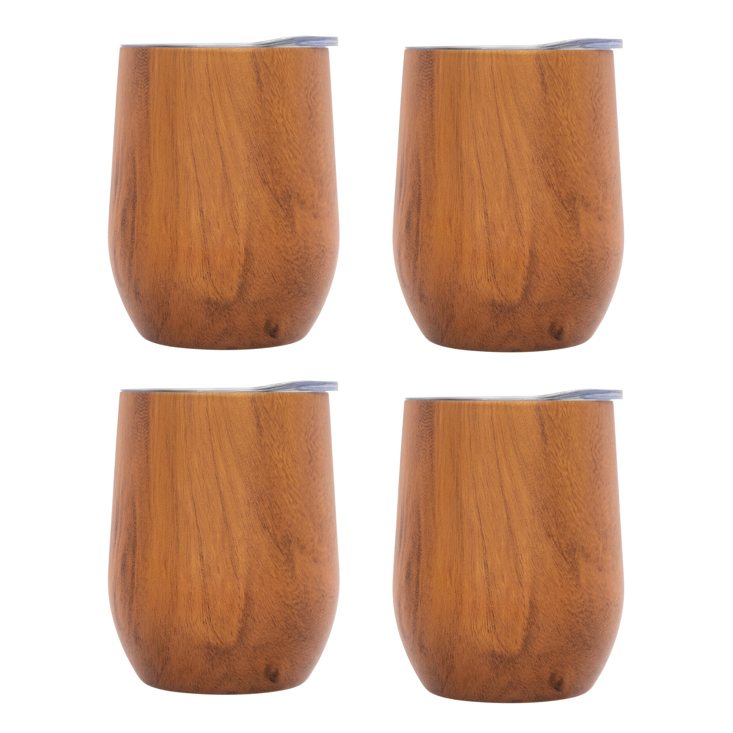 Insulated Woodgrain Wine Tumblers - Set Of 4