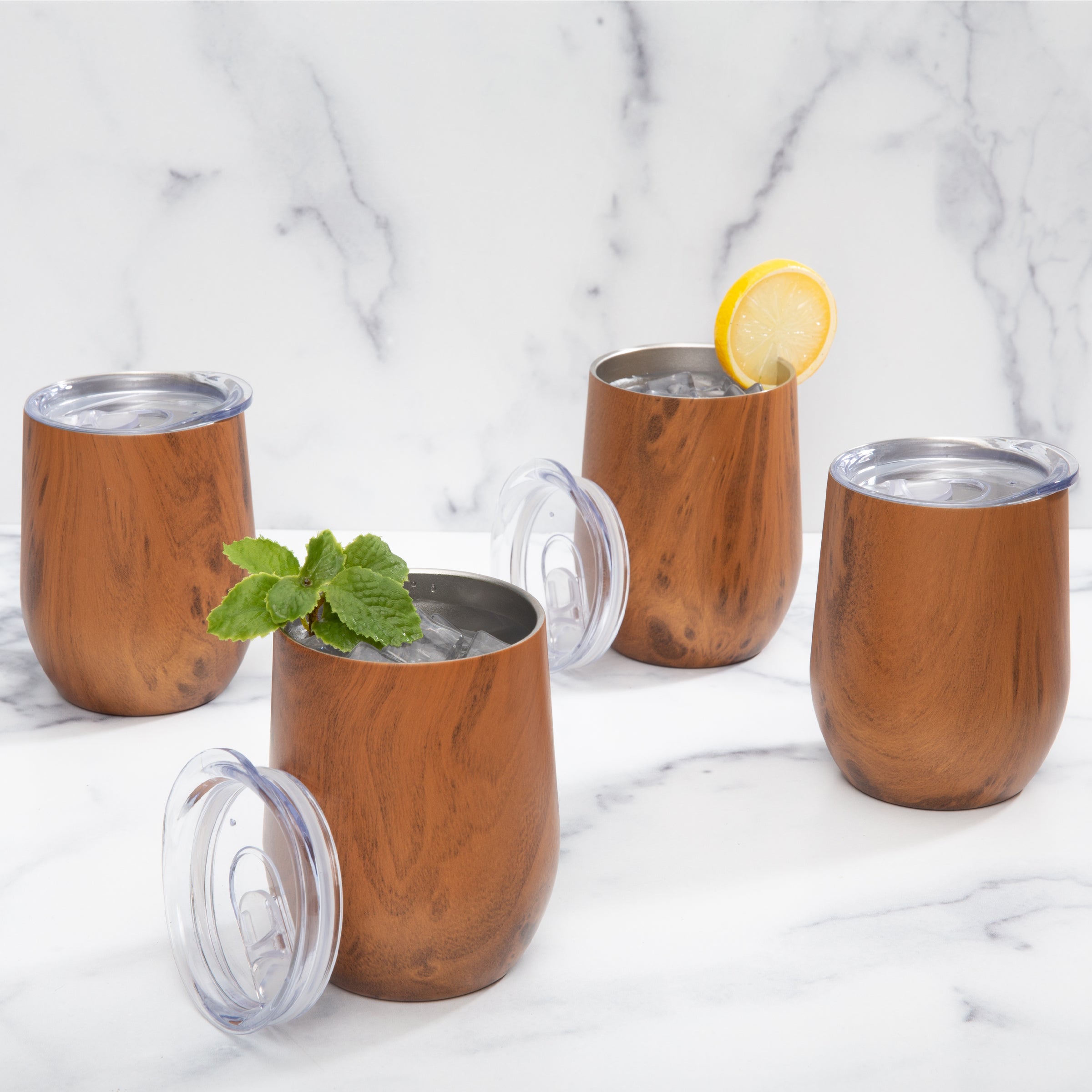 Insulated Woodgrain Wine Tumblers - Set Of 4 - Image 2