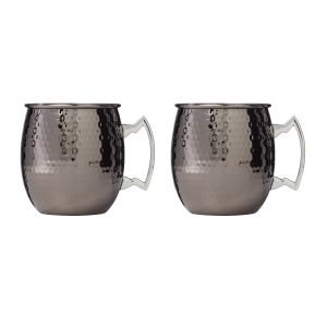 Hammered Black Moscow Mule Mugs - Set Of 2
