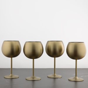 Gold Stainless Wine Glasses - Set Of 4
