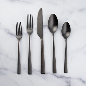 Marlise Black Satin 20 Piece Flatware Set