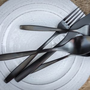 Averie Black Satin 20 Piece Flatware Set