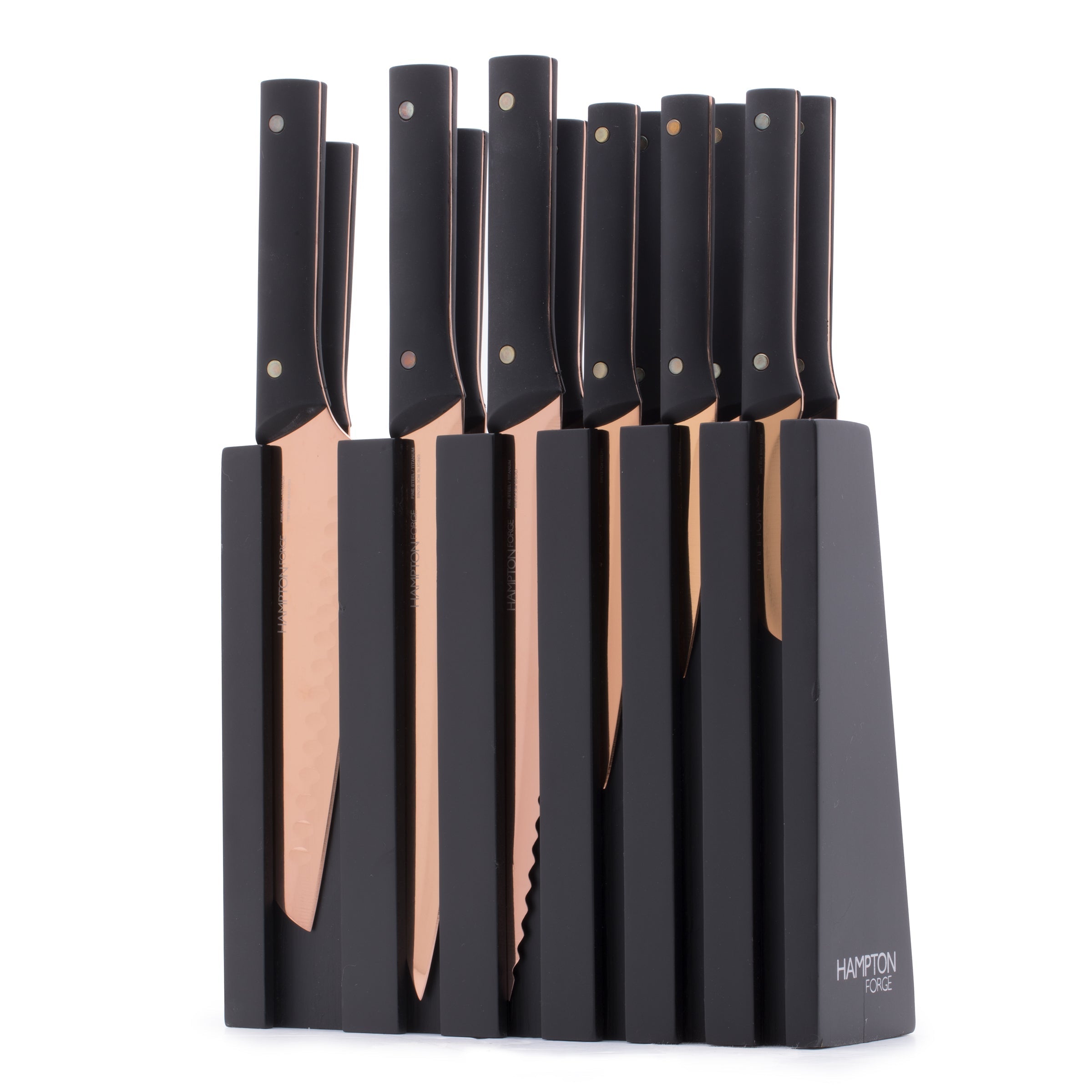 Knight 13 Piece Cutlery Block Set - Copper