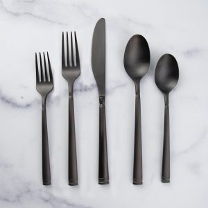 Emmy Black Satin 20 Piece Flatware Set