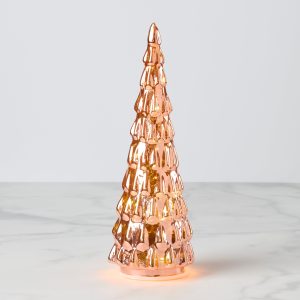 Led Lit Amber Glass Holiday Tree