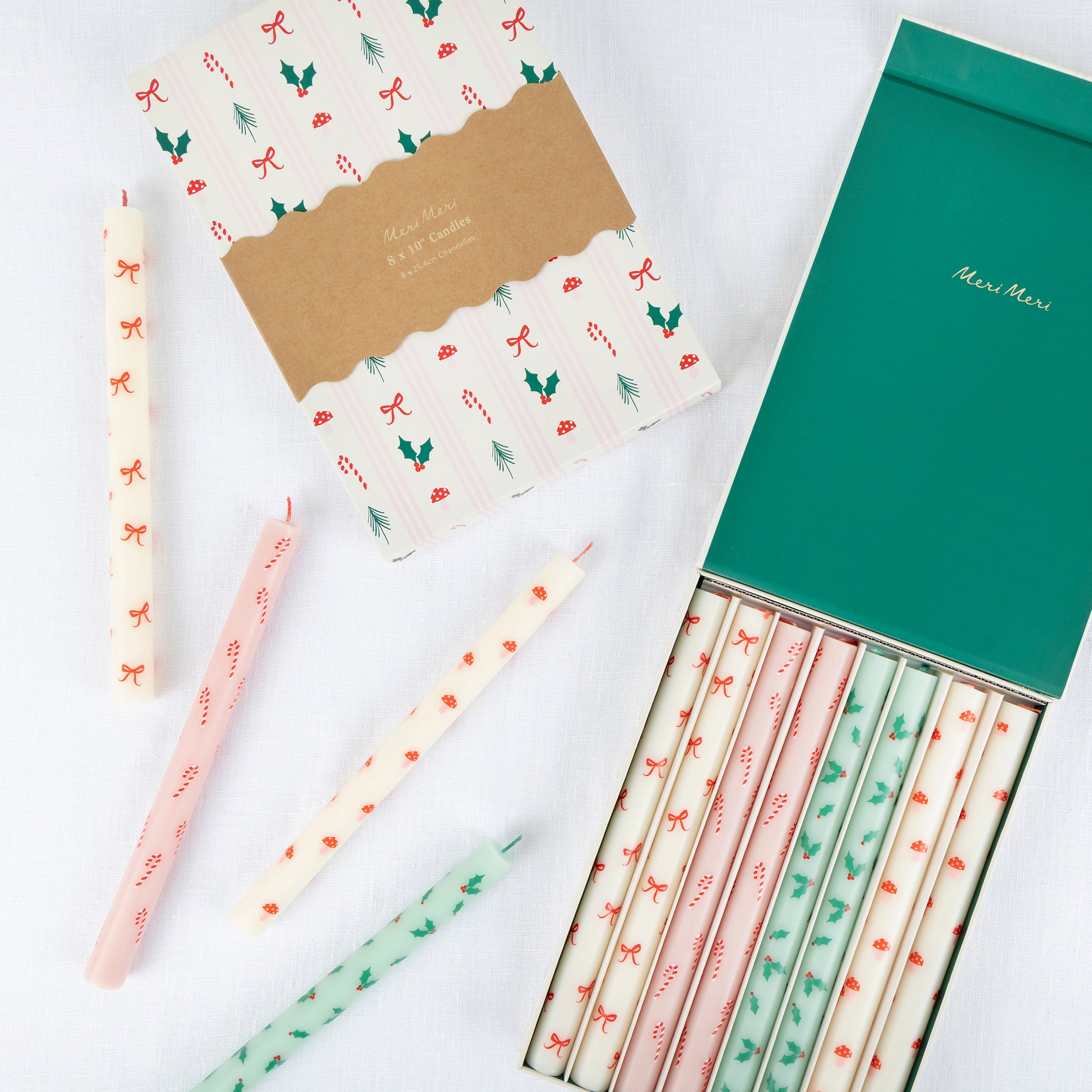 Festive Patterned Table Candles. Set of 8 - Image 5