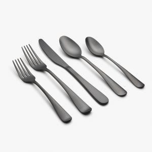 Rhiannon Black Satin 45 Piece Flatware Set