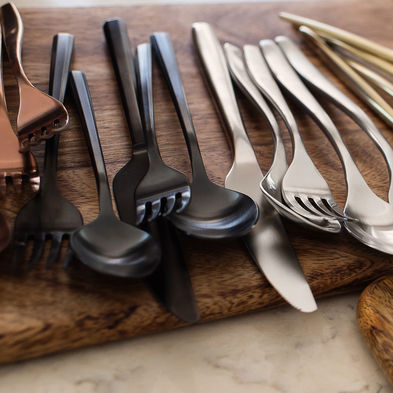 Isobel Black Satin 20 Piece Flatware Set - Image 2