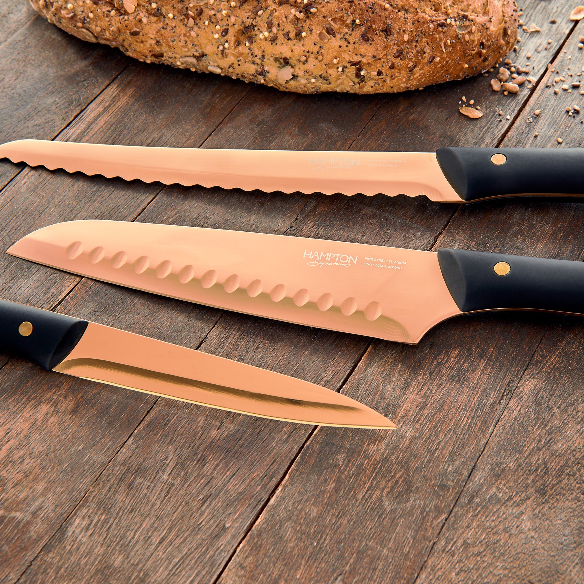 Knight 13 Piece Cutlery Block Set - Copper - Image 4